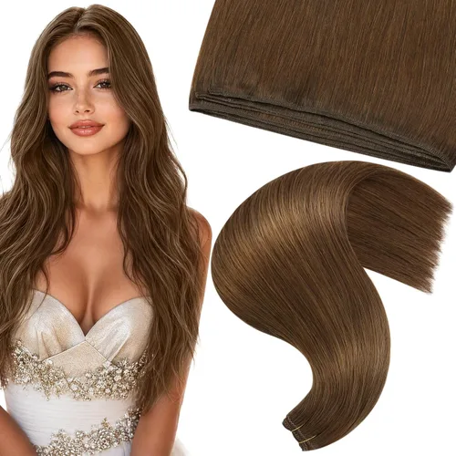 Vista 72 de Moresoo Extensiones de cabello humano real para coser, color negro natural