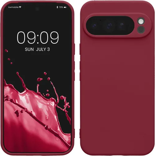 Vista 211 de kwmobile Funda compatible con Google Pixel 9 Pro - Funda protectora delgada de TPU para teléfono - Acabado mate suave - Negro mate