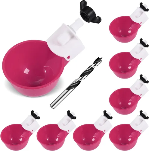 Vista 10 de Vasos para bebedero de pollo (paquete de 8/rojo) – Alimentador automático de agua grande para pollos para patos, pollitos, pavos, codorniz, conejos