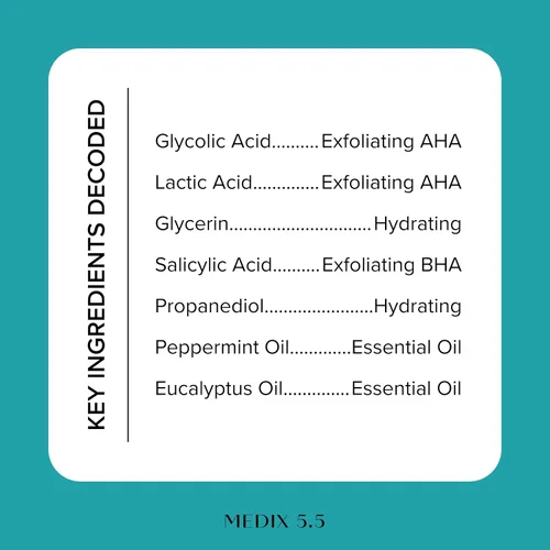 Vista 5 de Medix 5.5 Gel de Limpieza Corporal Exfoliante de Ácido Glicólico + Ácido Láctico Borrador de Protuberancias KP Exfoliante AHA para el Cuidado