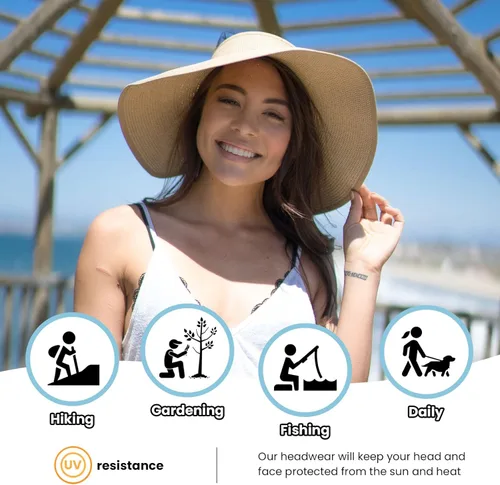 Vista 3 de Simplicity - Sombrero con protección solar UV UPF 50 para mujer, convertible en visera para playa