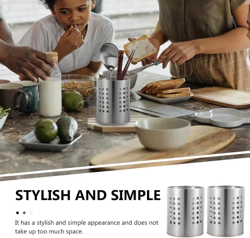 Vista 5 de DOITOOL 2 soportes para utensilios de cocina de acero inoxidable para encimera, soporte para cucharas, cubiertos, palillos, cesta de cuchara