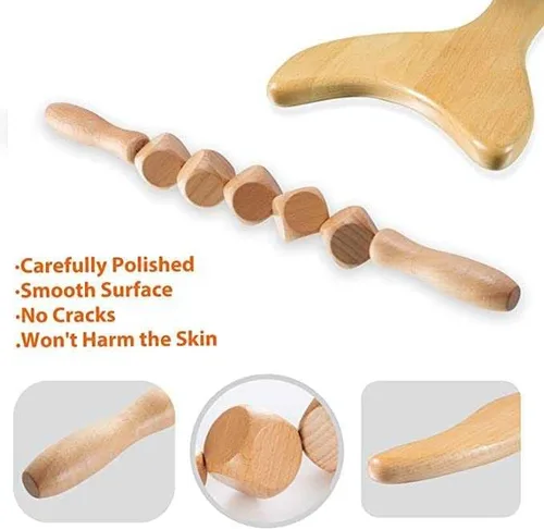 Vista 4 de LALEO Masajeador linfático profesional 3 en 1 para terapia de madera, kit de herramientas de masaje para esculpir cuerpo anticelulítico