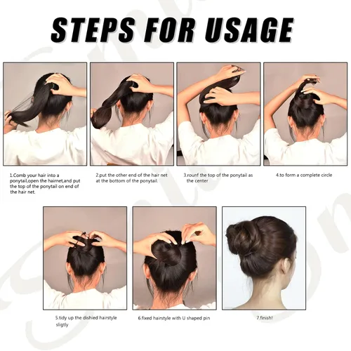 Vista 6 de Smilco - 20 redes para el cabello, 22 pulgadas, elásticas, invisibles, de malla elástica, para hacer moños, ballet, bailarina, cocina, comida Negro