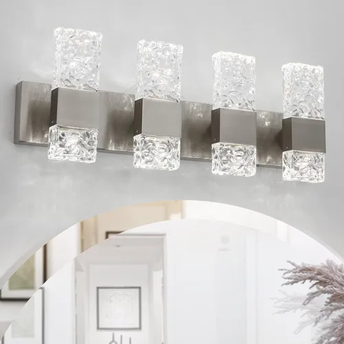 Vista 15 de Moderna lámpara LED para tocador de baño, acero inoxidable cromado, 3 lámparas de pared para iluminación de baño, Fuxture sobre espejo, 21.5