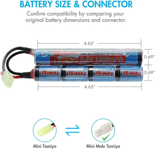 Vista 2 de Tenergy Combo 9.6V 1600mAh Butterfly Mini NiMH Batería + 8.4V-9.6V NiMH Smart Charger