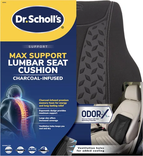 Vista 8 de Dr. Scholl's Max Support Cojín lumbar con infusión de carbón para automóvil, camión, SUV, color negro