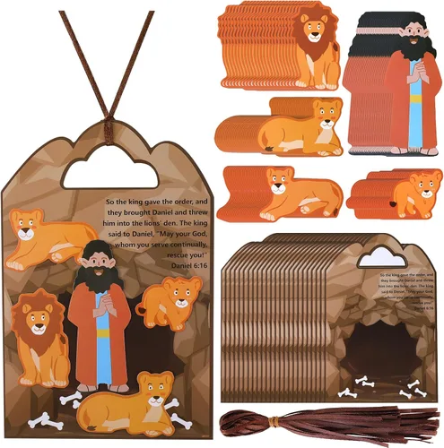 Syhood Juego de 24 piezas de manualidades Daniel y la fosa de los leones, kit de manualidades religiosas para escuelas dominicales, VBS,