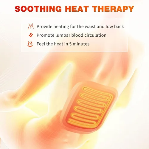 Vista 2 de SLOTHMORE Masajeador de espalda para silla con calor, almohadilla masajeadora para silla reclinable con 8 vibraciones, cojín de asiento