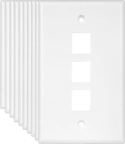 Vista 11 de ENERLITES Placa Keystone RJ45 de 1 puerto compatible con Cat7 Cat6 Cat5, para módulos multimedia de voz, datos y audio/video, 1 banda 4.50 x 2.76