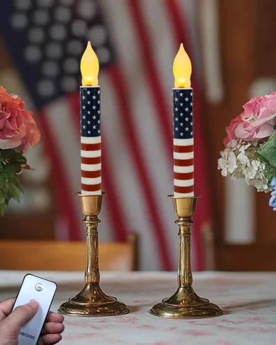 Vista 6 de Valentine Day Flameless Taper Candles with Pink Bow, 6.5" LED Candles with Remote, 2 Pack Flickering Battery Operated Candlesticks for Proposal