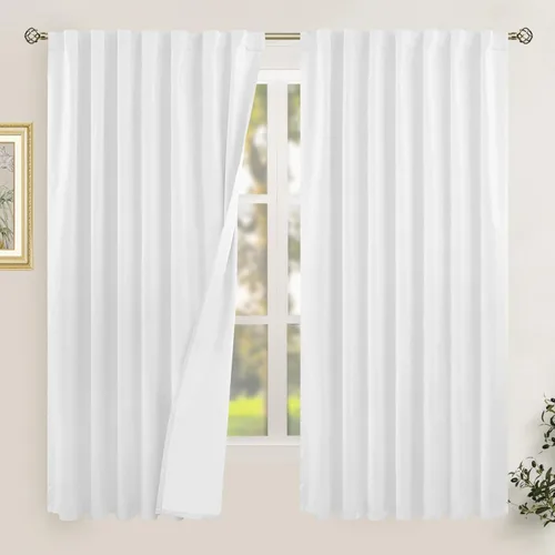 Vista 147 de LAMIT Cortinas opacas cortas de lino de 30 pulgadas para ventanas de cocina sobre el fregadero, cortinas de café texturizadas de lino marfil