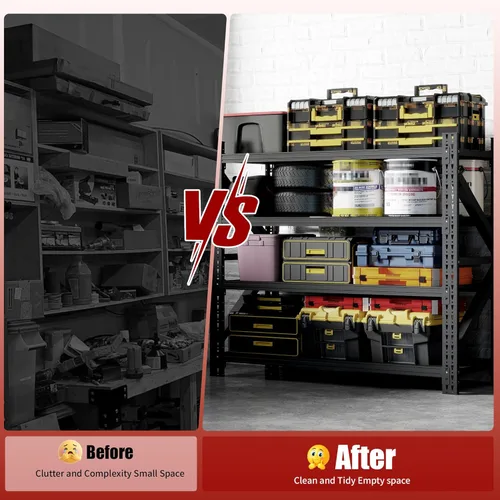 Vista 7 de 67" W Garage Shelving, Adjustable Metal Shelving, 5000LBS Heavy Duty Storage Shelves, 4 Tier Industrial Shelving for Shop, Garage, Warehouse