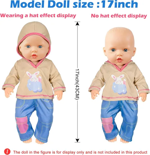 Vista 3 de iBayda - 10 juegos de ropa y accesorios para muñecas que incluyen monos y atuendos para muñecas recién nacidas de 14 a 17 pulgadas (35 a 43 cm)