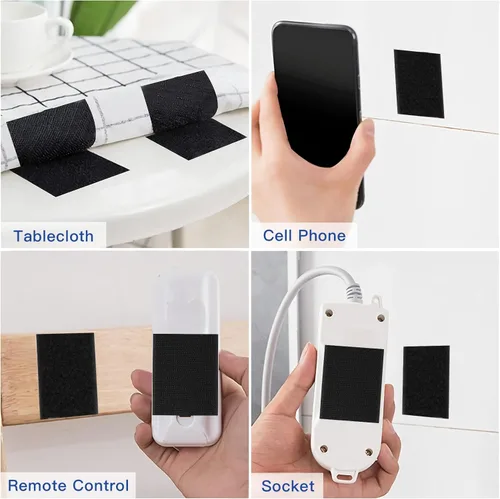 Vista 6 de SOURRI Cinta de velcro grande de 4'' x 20 pies con gancho y bucle, tiras autoadhesivas de servicio pesado, evitan que los cojines del sofá se