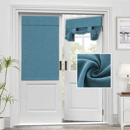 Vista 15 de H.VERSAILTEX - Cortinas para puerta francesa de textura de lino, cortinas opacas para ventana de cocina, impermeables, 26x40 pulgadas