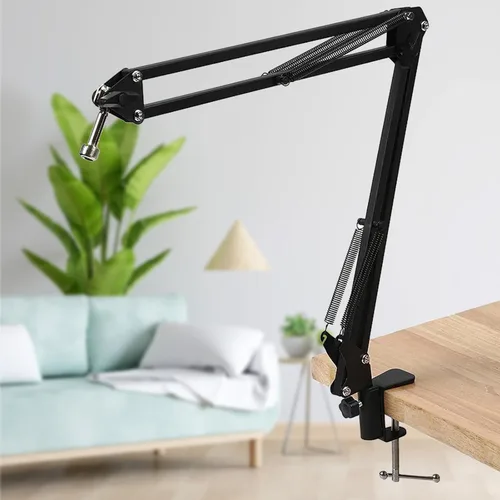 Vista 4 de Abrazadera de escritorio de metal, abrazadera de montaje de mesa 2 en 1, abrazadera en C, soporte de montaje con tornillo ajustable para micrófono