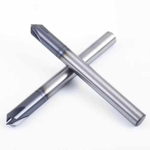 Vista 6 de ISB Fresa de extremo de chaflán de 90 grados, fresadora de biselado de carburo de 1/4 pulgadas de diámetro, broca CNC V de 4 flautas para tallar