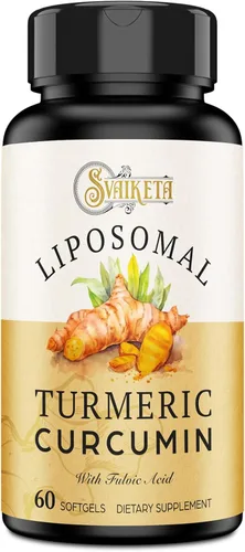 Suplemento de Cúrcuma Curcumina Liposomal 2000mg, Extracto de Curcuminoides Estandarizado al 95% y Polvo de Raíz Orgánica con Piperina de Pimienta