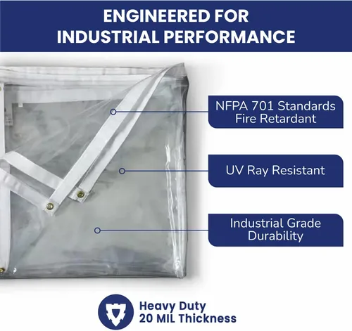 Vista 7 de Tarps Now - Lona de vinilo transparente ignífuga de grado marino, (5 x 5 pies) con ojales de latón, lona impermeable y resistente, cubierta