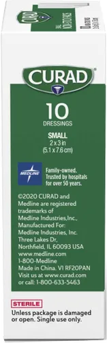 Vista 4 de CURAD Almohadillas antiadherentes estériles, 2" x 3", no hechas de látex de caucho natural, 10/caja