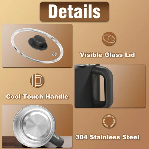 Vista 8 de Topwit Olla eléctrica, olla eléctrica, olla ramen de 1.6 L, olla eléctrica multifuncional para pasta, shabu-shabu, avena, sopa y huevo