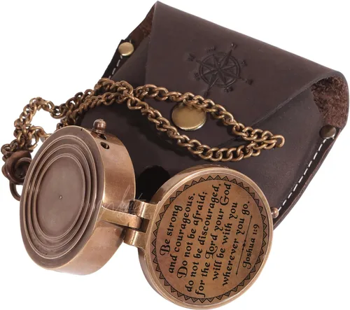 Vista 8 de Engraved Brass Pocket Compass - First Communion, Baptism & Confirmation Gifts for Boys, Girls & Men - Catholic Christian Easter Gifts for Kids