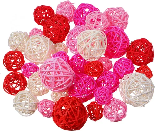 Vista 21 de Patelai 36 Piezas Bolas de Mimbre de Ratán Bolas Decorativas para Jarrón Centro de Mesa Cuencos Esferas de Relleno para Decoración del Hogar, 4 Boho