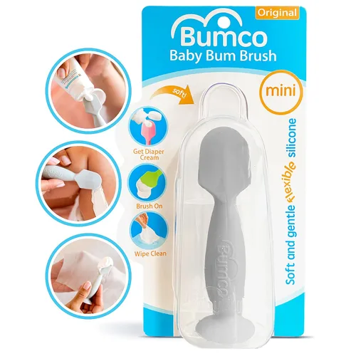 Mini BabyBum - Brocha de crema para rozaduras. Aplicador de crema para rozaduras hecho de silicona suave, Gris