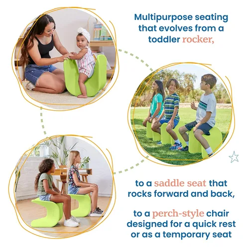 Vista 76 de ECR4Kids Asiento ondulado, altura del asiento de 14 a 15.1 pulgadas, taburete de perca, amarillo, paquete de 2