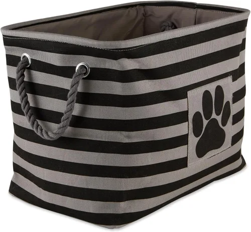 Vista 34 de Bone Dry - Cesta de almacenamiento para mascotas, diseño de parche de pata rayado, aguamarina, rectángulo pequeño