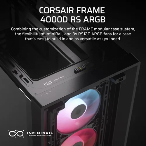 Vista 2 de CORSAIR 4000D RS ARGB Frame Caja de PC de media torre personalizable Negro