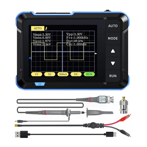 Multímetro de osciloscopio digital de mano, DSO152 Kit TFT de 2.8 pulgadas, osciloscopio de bolsillo automotriz portátil, alta frecuencia de