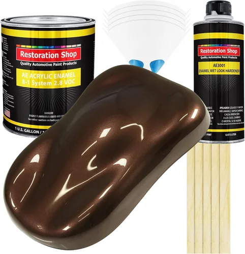 Restoration Shop Pintura esmaltada acrílica metálica marrón caoba, kit de Caoba Marrón Metálico
