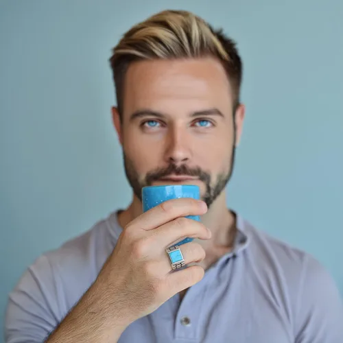 Vista 5 de Sterling Silver Rings for Men - Style Mens Sterling Silver Ring with Onyx or Turquoise Stone, Anillos Para Hombre