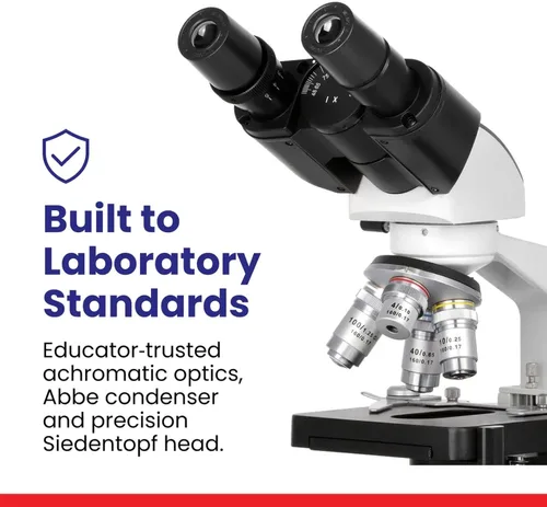 Vista 6 de AmScope Microscopio compuesto binocular LED para estudiantes y profesionales de la serie B120 - Aumento 40X-2500X - Incluye cámara USB 2.0 de 0.3MP