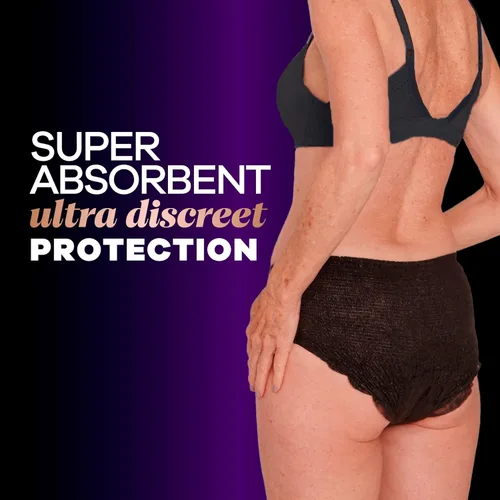Vista 6 de Always Discreet Boutique - Ropa interior para incontinencia y posparto para mujer, máxima protección, talla S/M, negro, 20