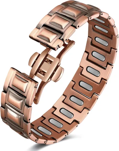 Vista 9 de Feraco Copper Magnetic Therapy Bracelet for Men with 5X Strength Magnets,99.99% Pure Copper Therapy Bracelet with 5000 Gauss Magnets