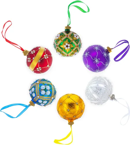 Vista 3 de Juego de 6 bolas de cristal transparente adornos de Navidad DIY Craft 3.25 pulgadas