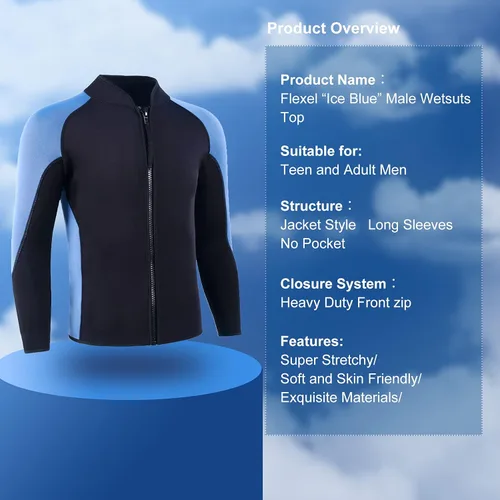 Vista 26 de Wetsuit Top Men,2mm Mens Wetsuit Top 3mm Long Sleeve Wetsuit Jacket Men Front Zip Warm Wets Suit Jackets for Men Stretch Mens Wetsuit Top
