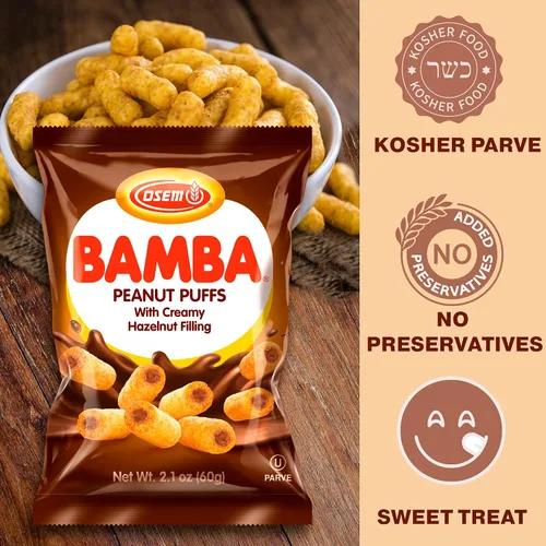 Vista 4 de Osem Bamba - Bocadillos de mantequilla de maní, relleno de avellana, bolsa