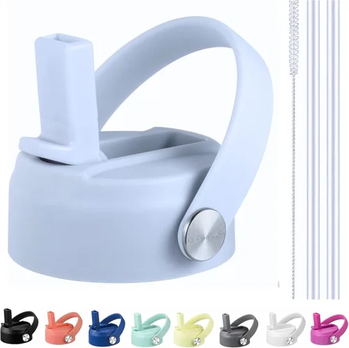 Vista 22 de KMN Tapa de popote para boca ancha Hydro Flask, tapas con popote para Hydroflask de boca ancha de 12, 16, 18, 20, 32, 40 onzas, tapa de popote