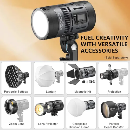 Vista 7 de Godox Kit de 2 luces LED RS60Bi de 60 W, iluminación continua LED bicolor de 60 W para fotografía de estudio al aire libre, grabación de video luces