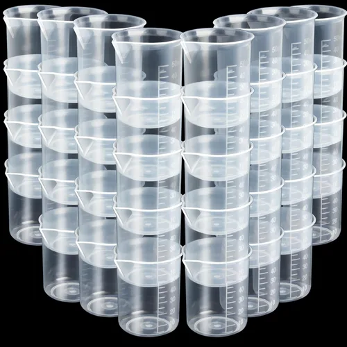 LEOBRO Vasos de mezcla de epoxi de 1.7 fl oz/1.7 oz, 38 vasos de resina epoxi graduados, vaso de vertido, vasos de plástico para medición, resina