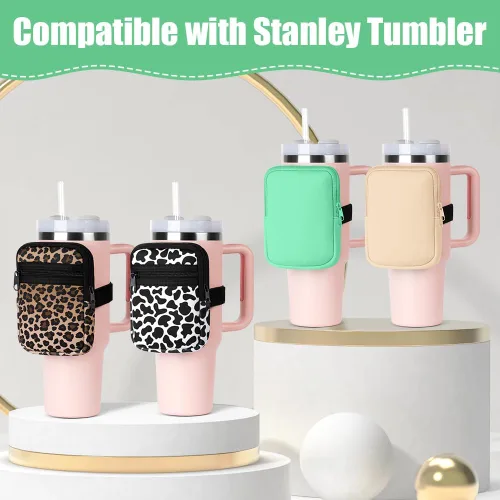 Vista 6 de AUAUY Bolsa para botella de agua para Stanley Quencher Adventure de 40 onzas y Stanley Iceflow de 20 onzas, 30 onzas, bolsa para vaso de gimnasio