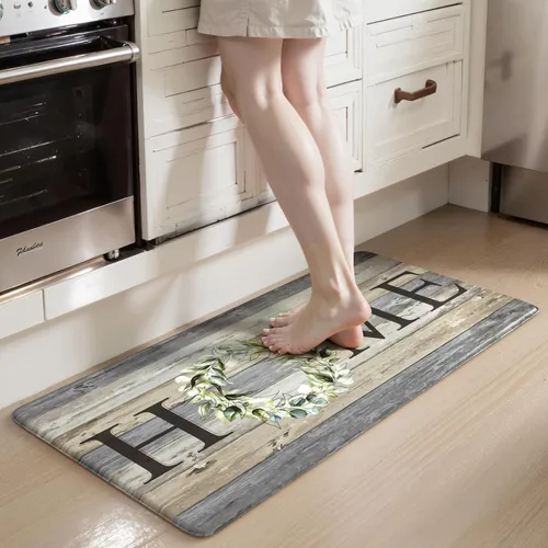 Vista 31 de KIMODE Tapete de Cocina Estilo Granja 2PCS Alfombras de Cocina Anti Fatiga Antideslizantes Impermeables Tapete de Piso de Cocina Acolchado Cómodo