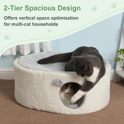 Vista 6 de Sunhoo Camas elevadas para gatos de interior, casa cerrada, hamaca elevada para gatitos, grande con funda lavable, cabaña para mascotas, cachorro