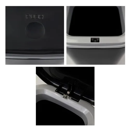 Vista 3 de Begale Mini cubo de basura de plástico de 0.5 galones, pequeño bote de basura con tapa