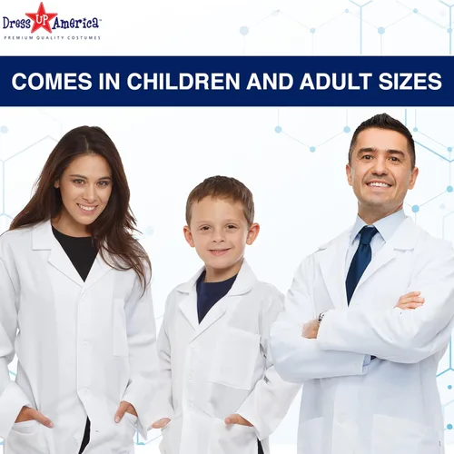 Vista 6 de Dress Up America Lab Coat - 34 Length Doctor's Lab Coat for Men and Women, Lightweight Quality