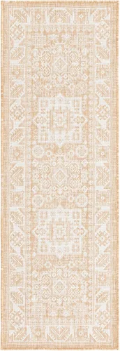 Vista 290 de Unique Loom Outdoor Aztec Collection Alfombra de área - Chalca (10 pies, redonda, azul/marfil)